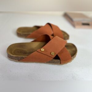 A. Giannetti Comfort Cork Footbed Burnt Orange Slip On Women’s Sandals 6.5